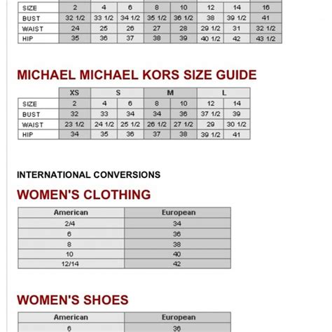 michael kors shoe size guide.